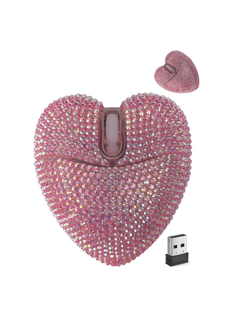 general Wireless Bluetooth Mouse, Cute Pink Heart Shiny LED Lights Mute Portable Lightweight USB Optical Wireless Dual Mode Mouse for PC Laptop Tablet PC, Kids Girls Ladies Gift - Image 1