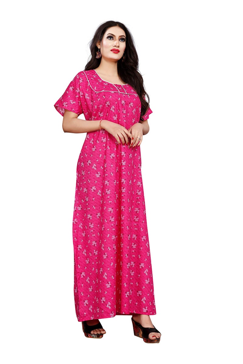 NEGLIGEE Women's Cotton Printed Maxi NightGown Nighty for Women Ankle Length Night Dress - Pack Of 3 (Free Size, Multi Colour) - Image 4