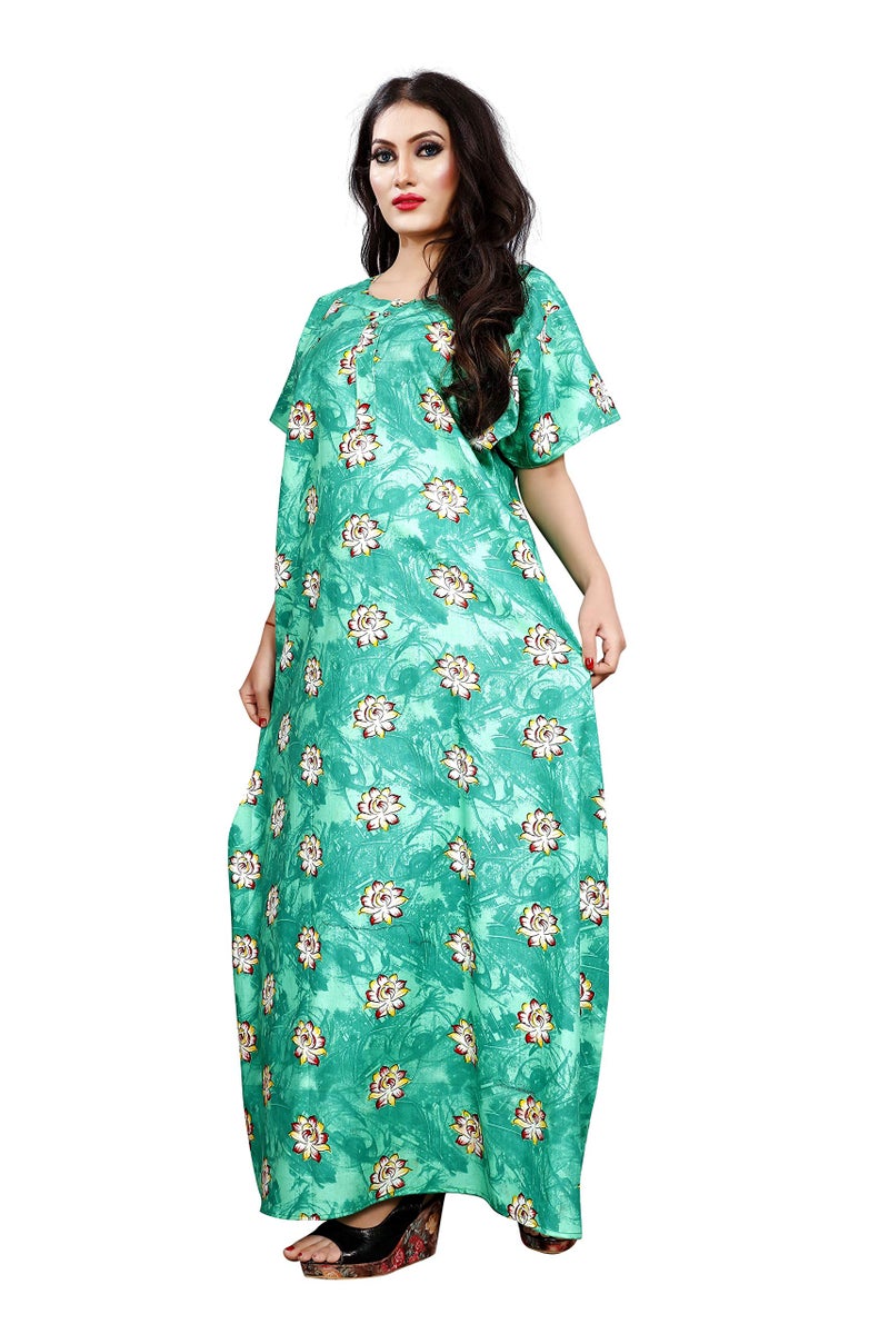 NEGLIGEE Women's Cotton Printed Maxi NightGown Nighty for Women Ankle Length Night Dress - Pack Of 3 (Free Size, Multi Colour) - Image 3