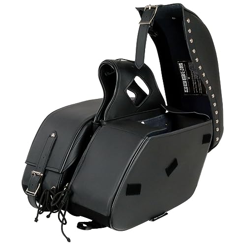 Milwaukee Leather SH646ZB Black Zip-Off PVC Studded Throw Over Motorcycle Saddlebags - One Size - Image 3