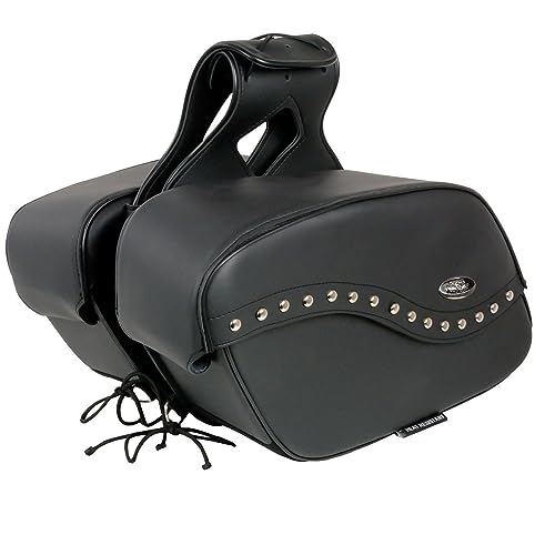Milwaukee Leather SH646ZB Black Zip-Off PVC Studded Throw Over Motorcycle Saddlebags - One Size - Image 4