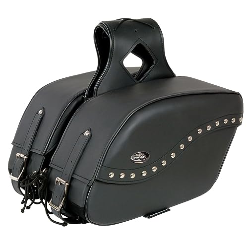 Milwaukee Leather SH646ZB Black Zip-Off PVC Studded Throw Over Motorcycle Saddlebags - One Size - Image 1