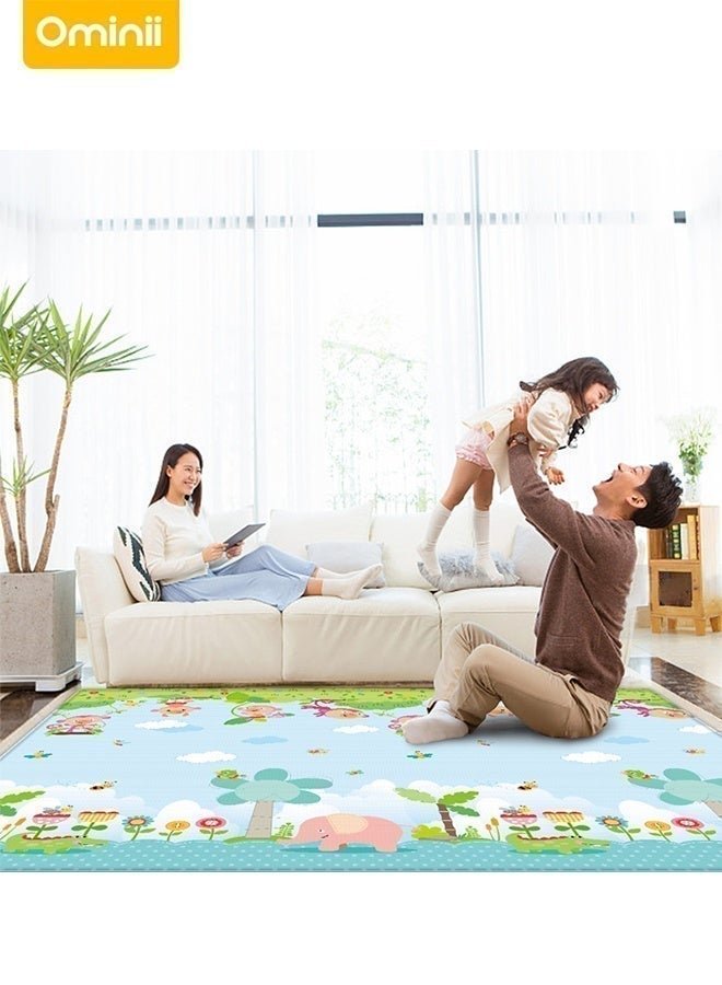 Ominii Reversible Baby Play Mat, City Road & Animal Forest Design, Thick Foam Non-Slip, 200x180x1cm - Image 2