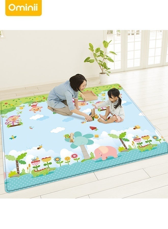 Ominii Reversible Baby Play Mat, City Road & Animal Forest Design, Thick Foam Non-Slip, 200x180x1cm - Image 3