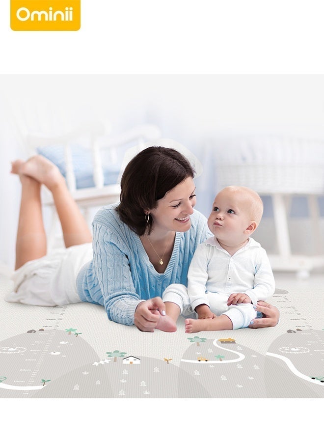 Ominii Reversible Baby Play Mat, City Road & Animal Forest Design, Thick Foam Non-Slip, 200x180x1cm - Image 4