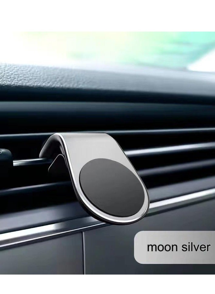 Silver, Car Phone Holder, Air Outlet Rotating Magnetic Phone Holder, Phone Holder - Image 1