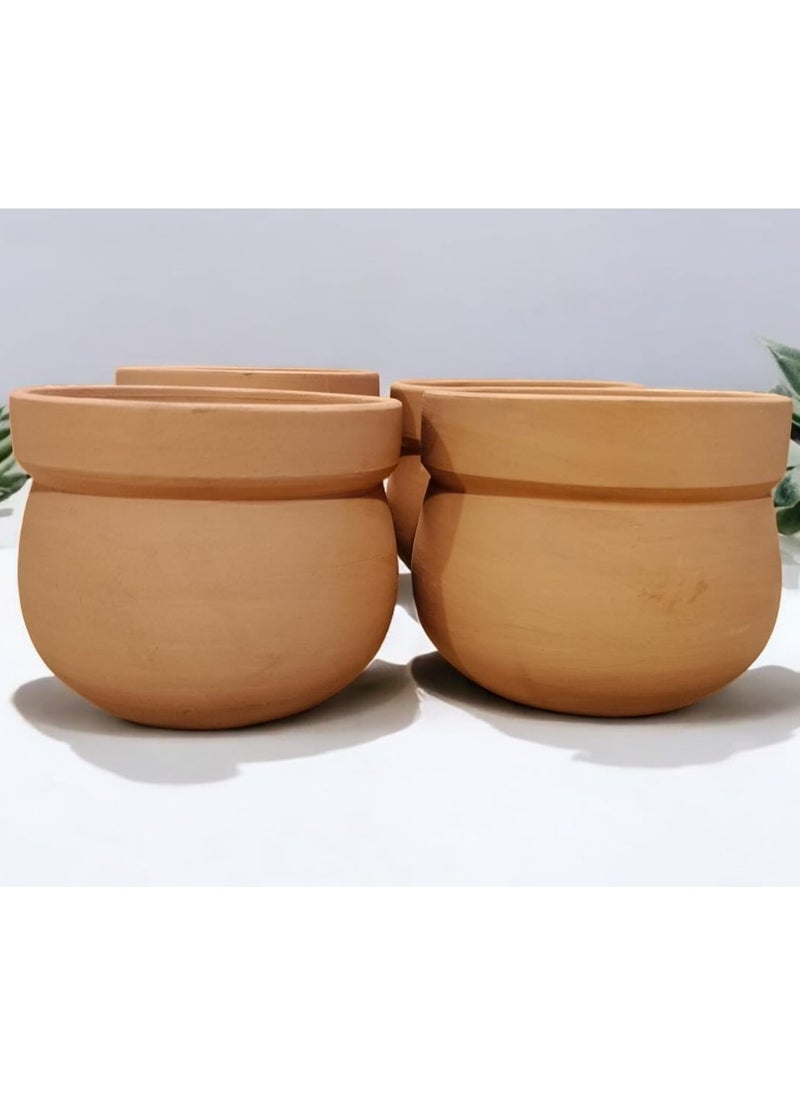 Generic 4pcs Pottery Planter Pots for Coloring and Drawing - 10cm Size for Office Decoration, Kitchen Accessories and Home Decor, Fired Clay  - Image 2
