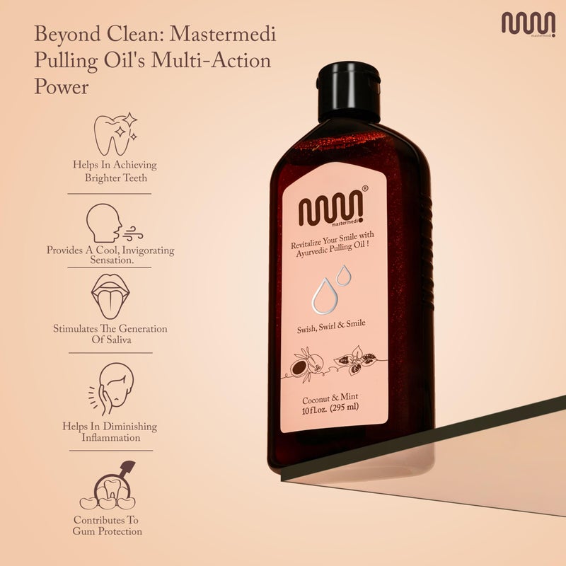 MasterMedi Coconut and Peppermint Oil Pulling (10 Fl.Oz), Mint Oil Pulling Mouthwash, Alcohol Free Natural Coconut Oil Pulling for Teeth Whitening,Fresh Breath and Healthier Gum (Pack of 1) - Image 4