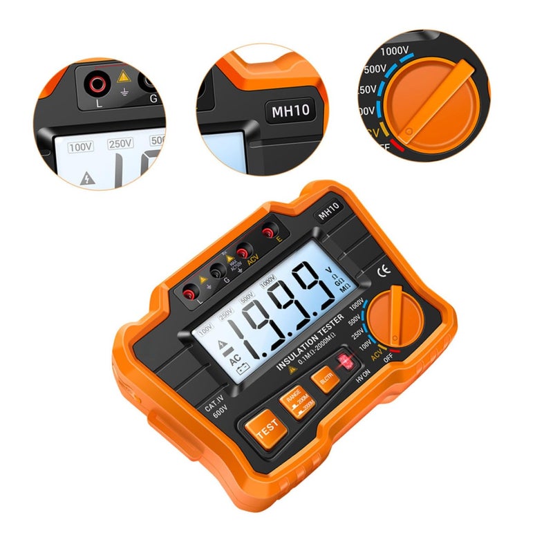 Cabilock Digital Insulation Resistance Tester Megohmmeter with Backlight LCD Automatic Voltage Release Variable Output for Generator Motor Cable Electrical Equipment Testing Portable Safe - Image 5