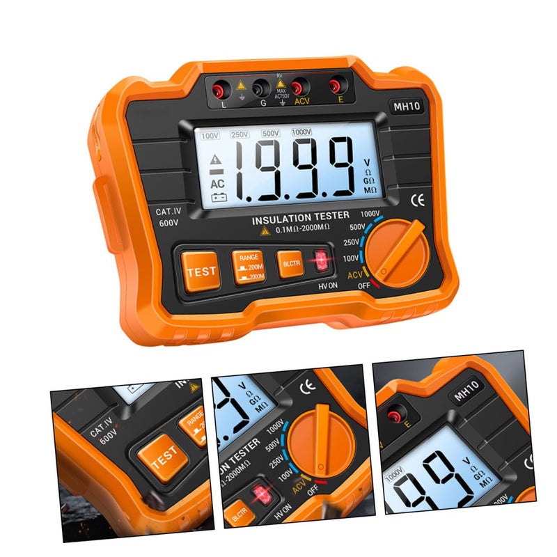 Cabilock Digital Insulation Resistance Tester Megohmmeter with Backlight LCD Automatic Voltage Release Variable Output for Generator Motor Cable Electrical Equipment Testing Portable Safe - Image 4