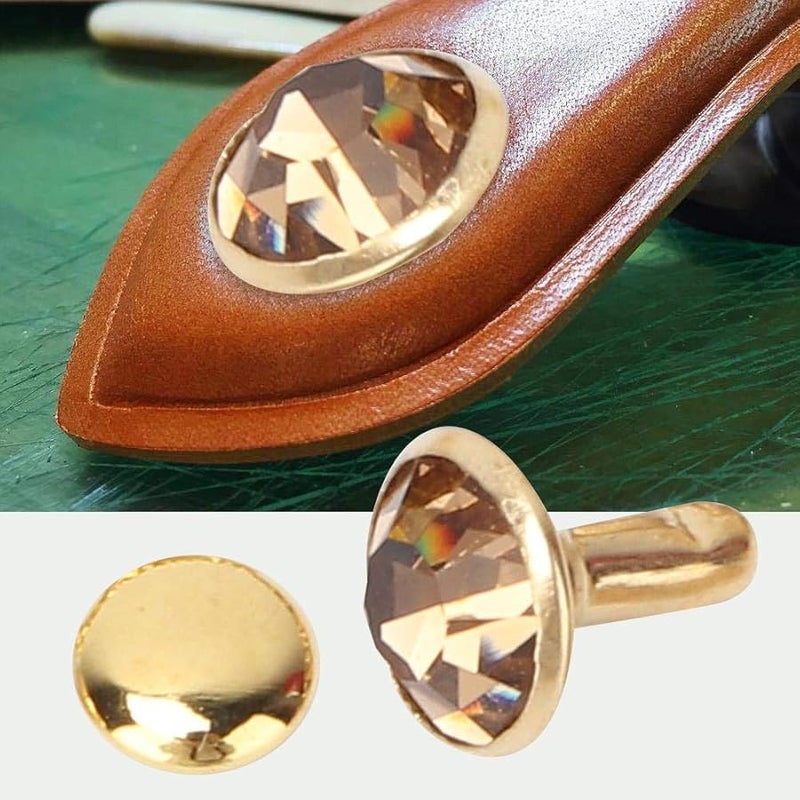 ZJchao 50Pcs 8mm Crystal Rhinestone Rivets Spikes Color 3 For Leather Shoes Bags Belts DIY Decoration - Image 4