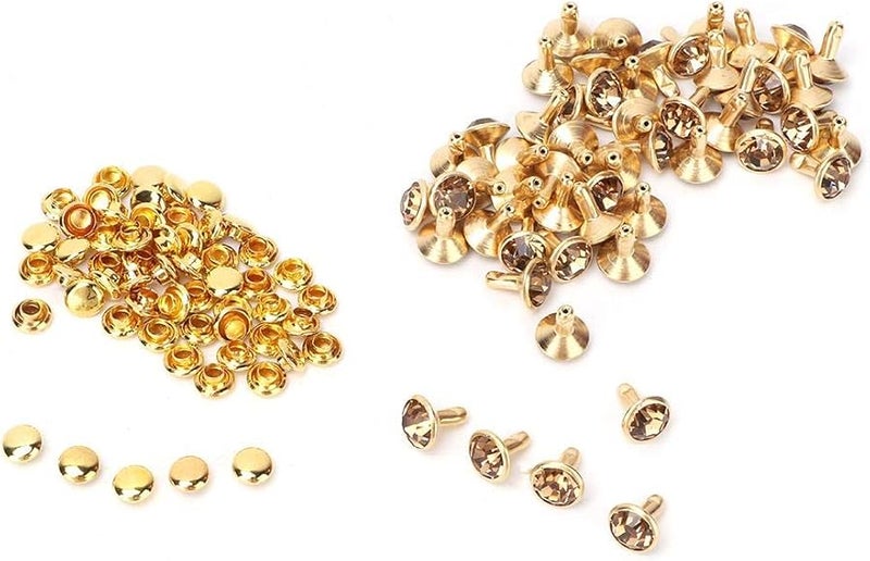 ZJchao 50Pcs 8mm Crystal Rhinestone Rivets Spikes Color 3 For Leather Shoes Bags Belts DIY Decoration - Image 2