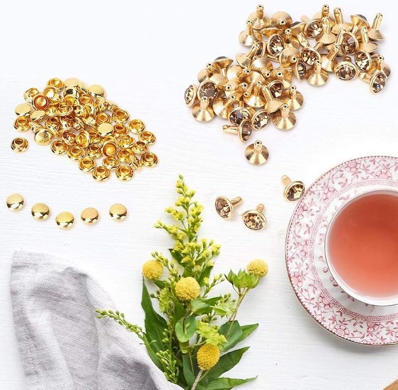 ZJchao 50Pcs 8mm Crystal Rhinestone Rivets Spikes Color 3 For Leather Shoes Bags Belts DIY Decoration - Image 3