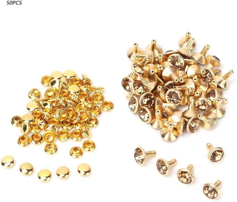 ZJchao 50Pcs 8mm Crystal Rhinestone Rivets Spikes Color 3 For Leather Shoes Bags Belts DIY Decoration - Image 5