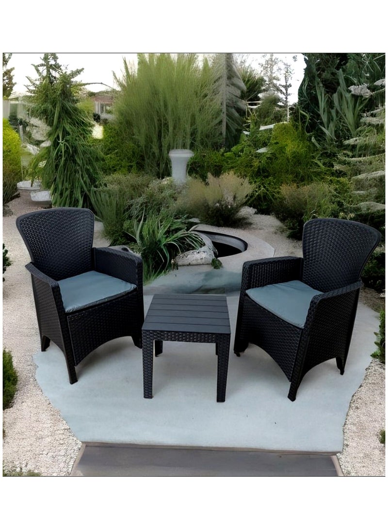 Living طقم طاولة حديقة من الروطان مكون من 3 قطع مع كرسيين  - Image 1