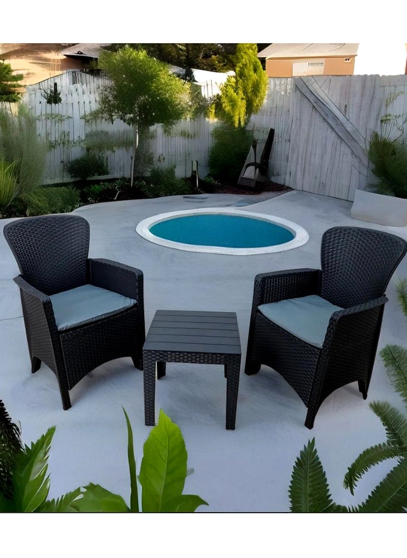 Living طقم طاولة حديقة من الروطان مكون من 3 قطع مع كرسيين  - Image 2