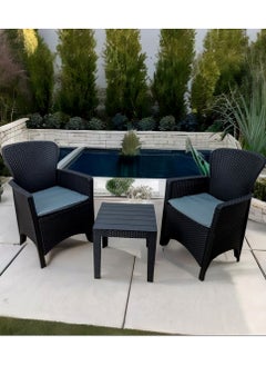 Living 3 Pieces, Rattan Outdoor Garden Table With 2 Chairs Set  - Image 3