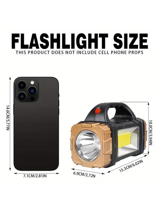 Golden Solar Flashlight USB Rechargeable COB Side Light Water Resistant Portable Lantern - Image 3