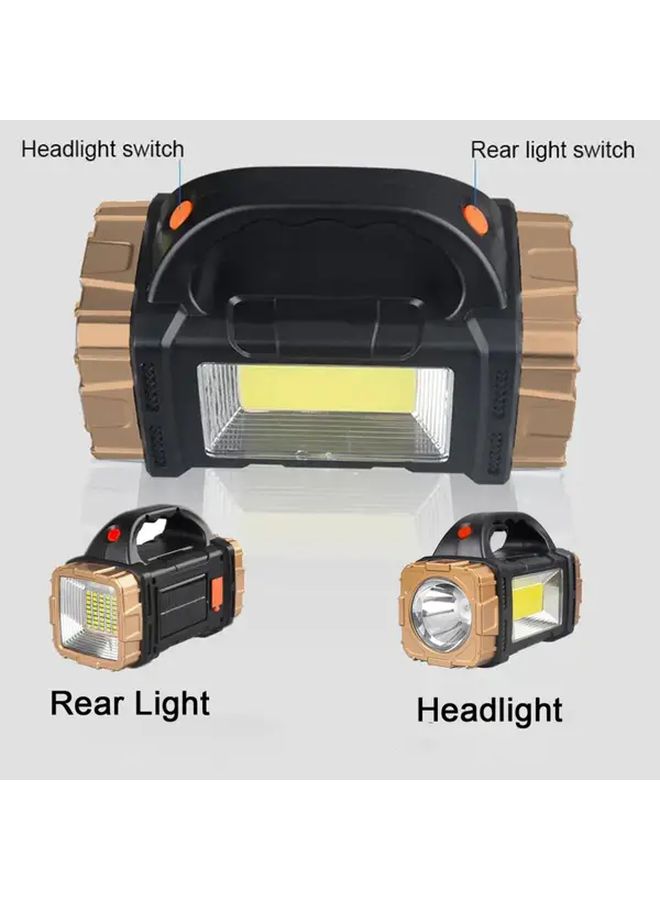 Golden Solar Flashlight USB Rechargeable COB Side Light Water Resistant Portable Lantern - Image 2