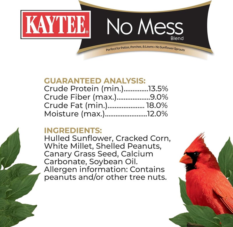 Kaytee Wild Bird No Mess Food Seed Blend For Blue Jays, Woodpeckers, Juncos, Cardinals, Grosbeaks, Sparrows, and Finches, 5 Pound - Image 4