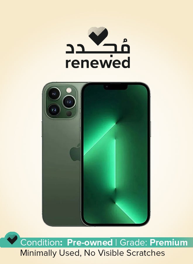 ابل  مُجدد - هاتف آيفون 13 برو ماكس بذاكرة داخلية سعة 128 جيجابايت ويدعم تقنية 5G مع تطبيق فيس تايم بلون أخضر صنوبري - إصدار عالمي - Image 1