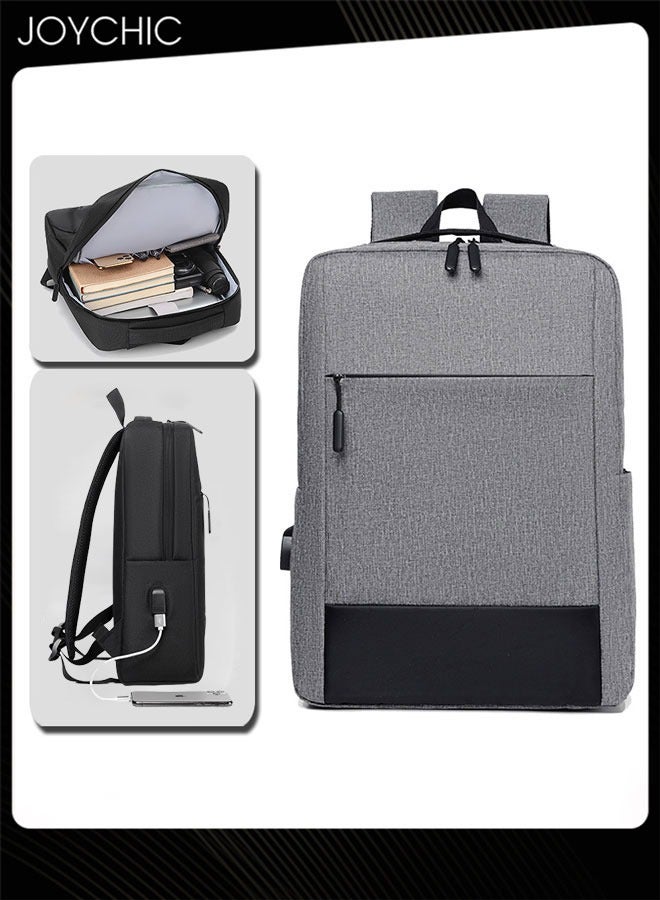 جوي شيك حقيبة ظهر للكمبيوتر المحمول متعددة الوظائف مقاس 15.6 بوصة، حقيبة كمبيوتر متينة مقاومة للماء، حقيبة مدرسية كبيرة السعة للرجال للعمل في الهواء الطلق والسفر، رمادية - Image 1