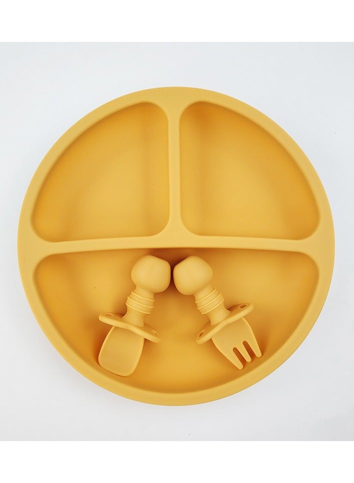 Silicon baby feeding set Baby Bowl-Self Eating Utensils Set with Spoons and fork - Image 1