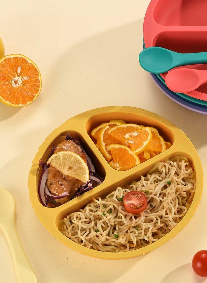 Silicon baby feeding set Baby Bowl-Self Eating Utensils Set with Spoons and fork - Image 3