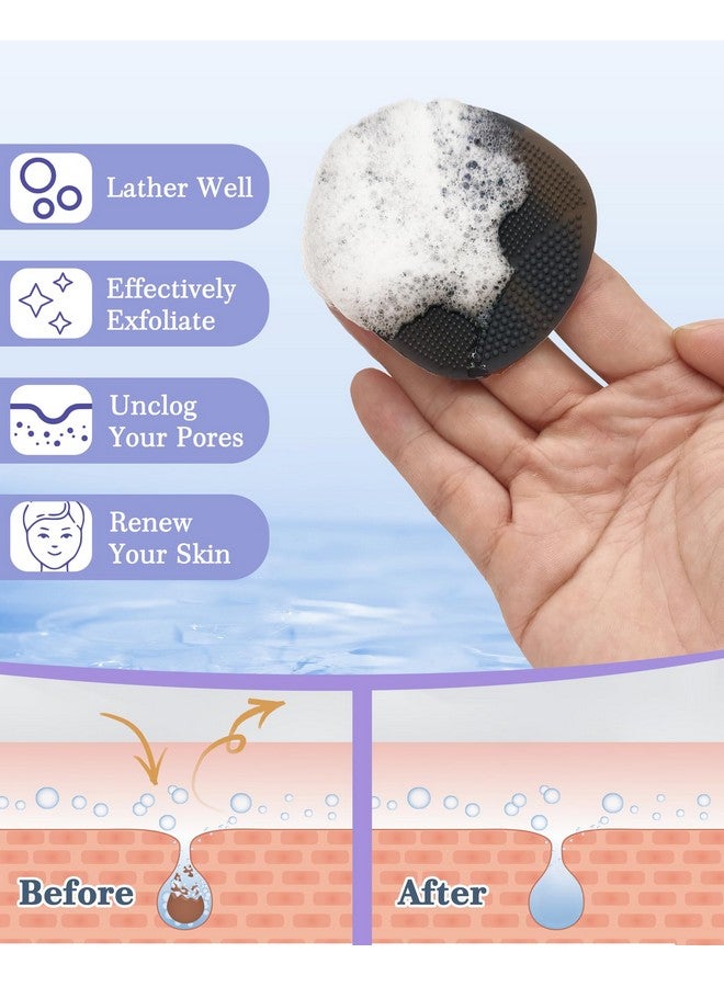 Manmihealth Silicone Back Scrubber (Thin Bristles) & Bath Glove & Face Brush Set(3Pcs), Super-Exfoliating & Lathering Body Scrubber, Shower Brush, Face Scrubber Combination, With A Free Hook.(Black) - Image 5