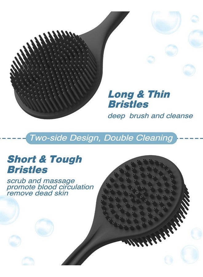 Manmihealth Silicone Back Scrubber (Thin Bristles) & Bath Glove & Face Brush Set(3Pcs), Super-Exfoliating & Lathering Body Scrubber, Shower Brush, Face Scrubber Combination, With A Free Hook.(Black) - Image 4