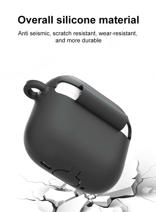 AirPods 3 with keychain protective shell, full body protection, shockproof and lovely soft silicone compatible AirPods third-generation protective shell, black. - Image 2