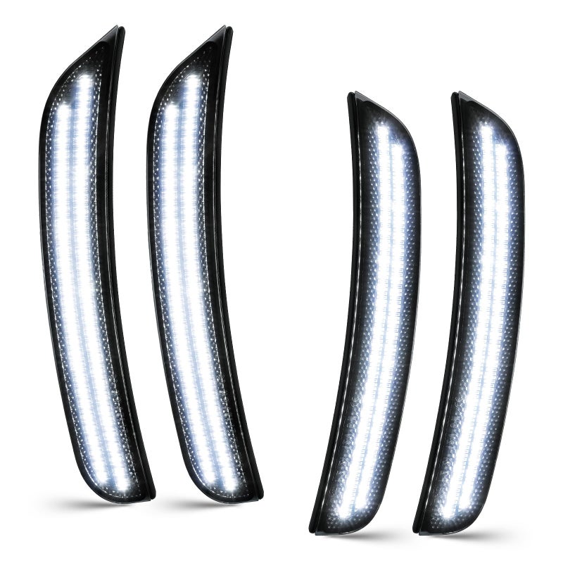NEIFILES LED White Side Marker Lights Compatible with Dodge Charger 2015 2016 2017 2018 2019 2020 2021 Front Rear Fender Bumper White Lamps Smoked Lens Pack of 4