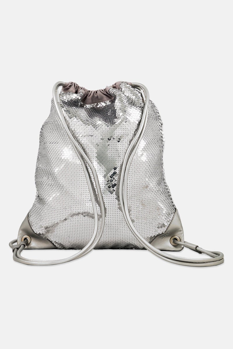 ESPRIT Women Sequenced Drawstring Backpack With Pouch, Silver  - Image 2