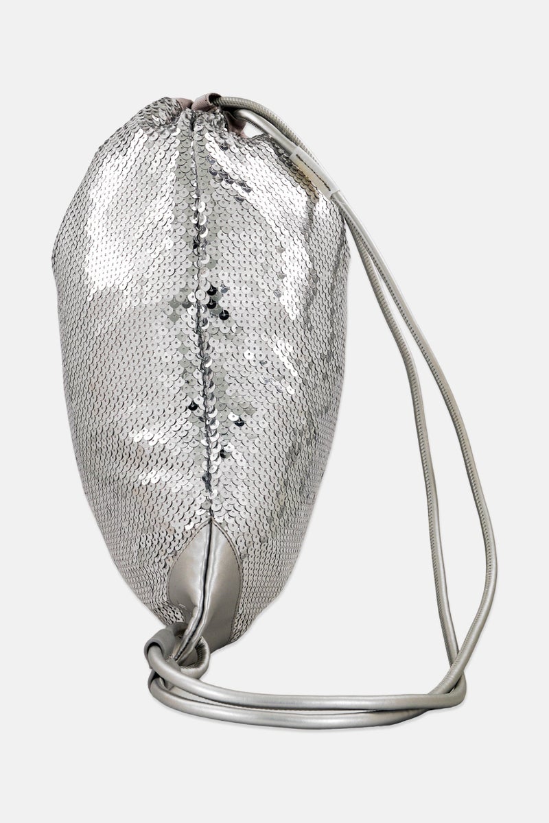 ESPRIT Women Sequenced Drawstring Backpack With Pouch, Silver  - Image 3