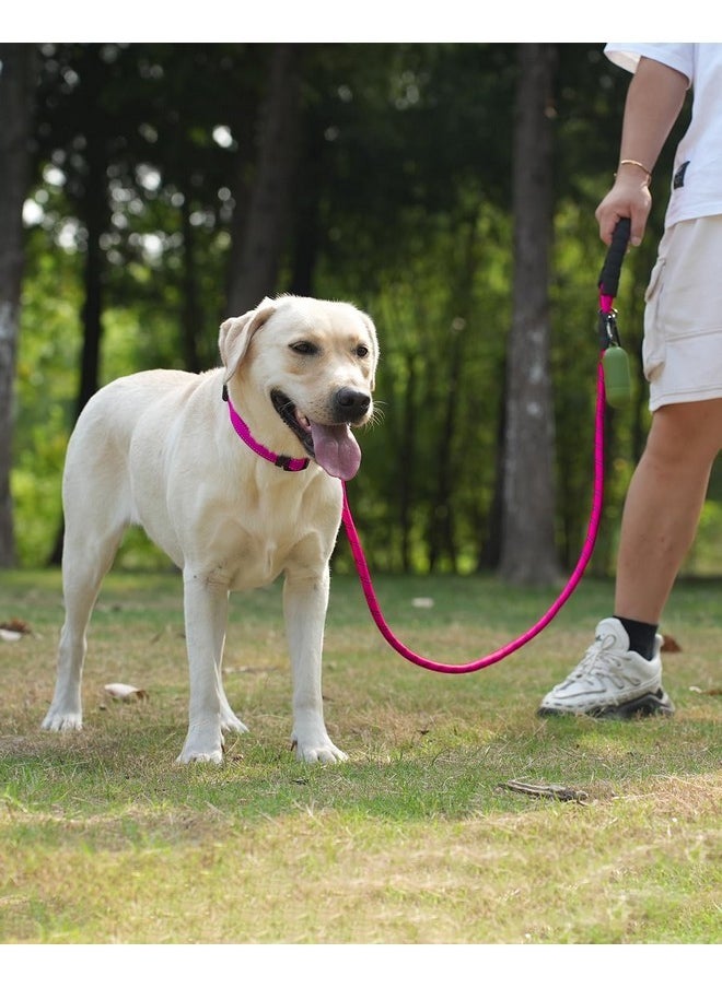 Joytale - Joytale Reflective Dog Leash, Heavy Duty Nylon Rope with Poop Bag Holder, Highly Reflective Threads Leashes for Medium Large Dogs, Hotpink, 6'×1/2'' - Image 1