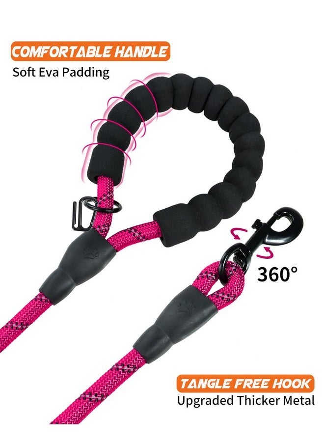 Joytale - Joytale Reflective Dog Leash, Heavy Duty Nylon Rope with Poop Bag Holder, Highly Reflective Threads Leashes for Medium Large Dogs, Hotpink, 6'×1/2'' - Image 1