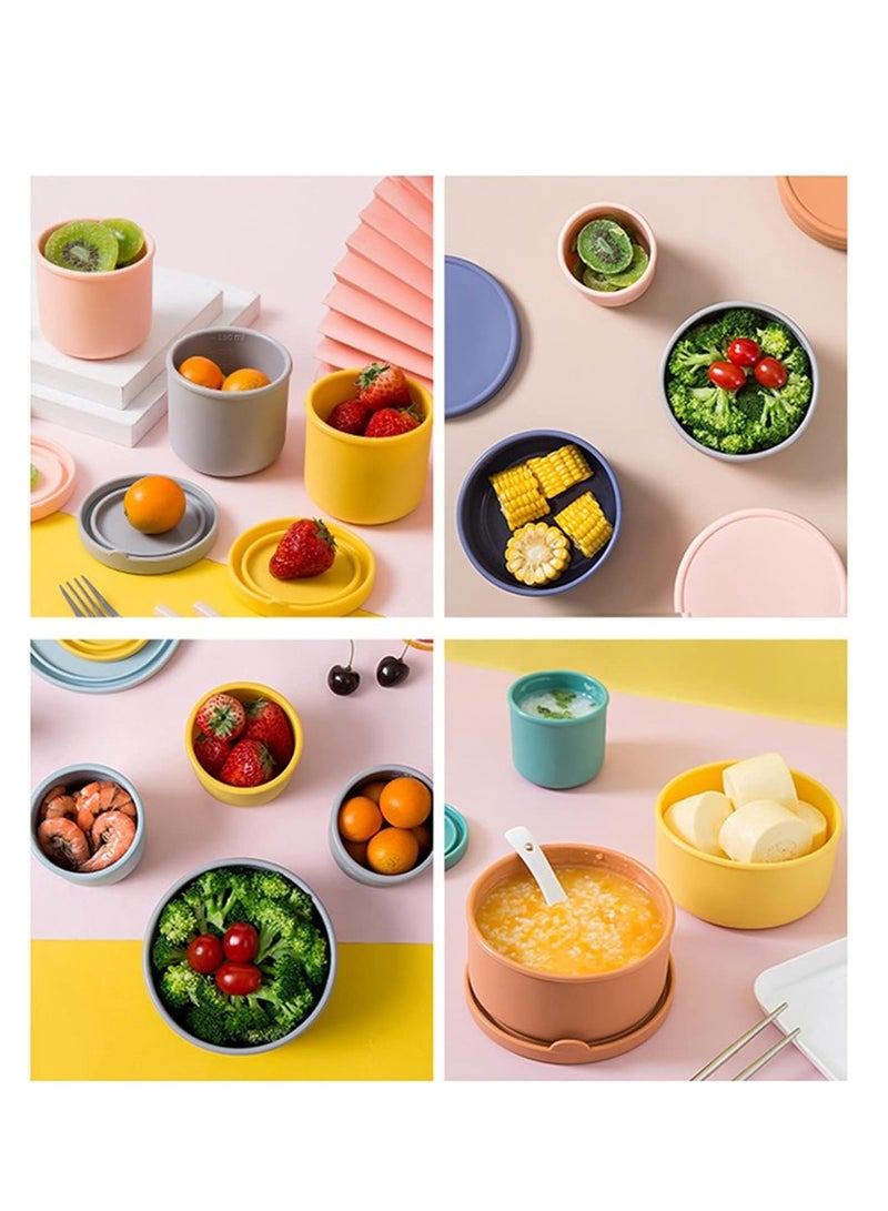 بولة سيليكون متعددة الاستخدام مع غطاء – لحفظ الطعام والتسخين في الميكروويف والتجميد – متعددة الألوان - Image 5