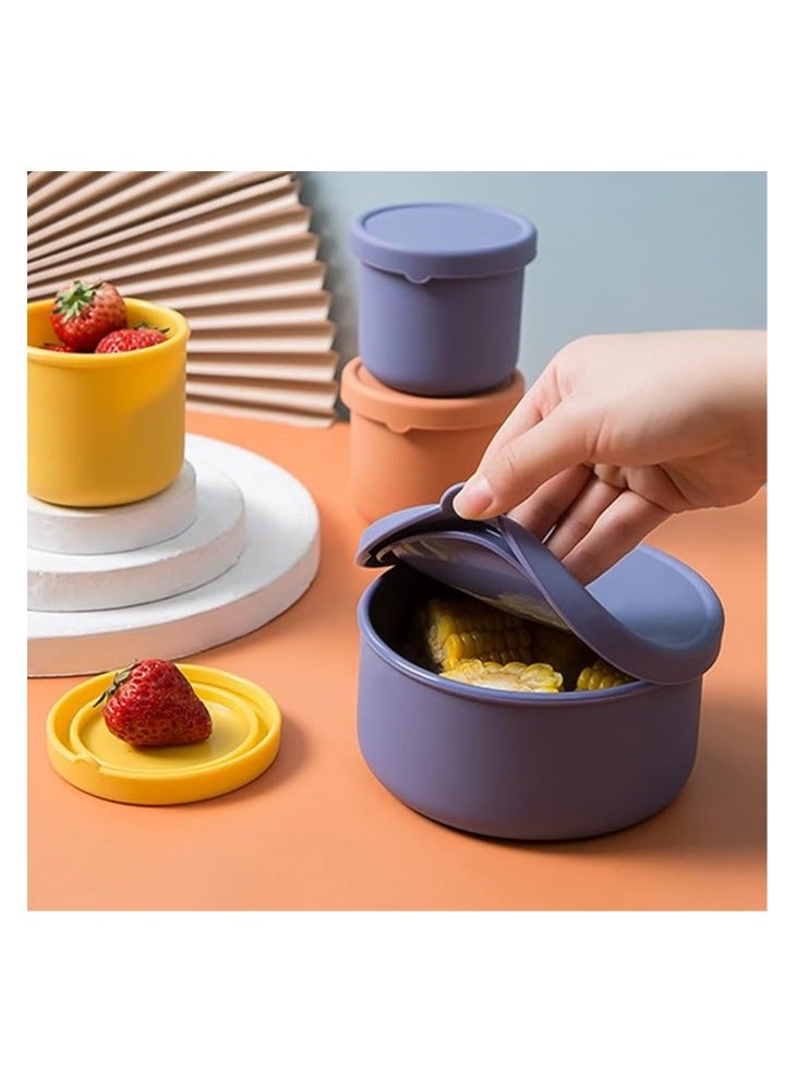 Multi-use silicone bowl with lid - for storing food, heating in the microwave, and freezing - assorted colors - Image 5