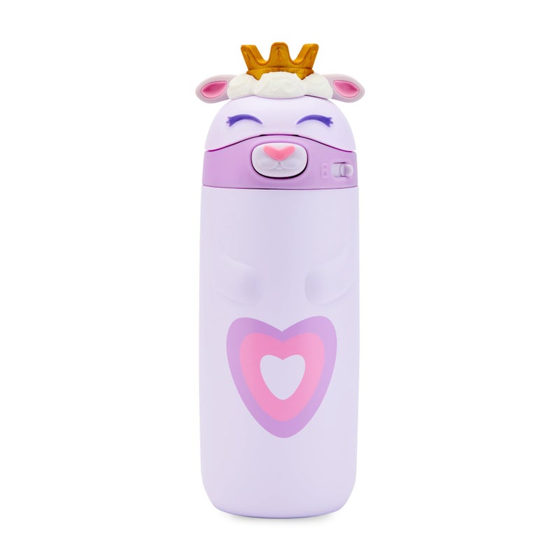 Ello Ellies 12oz Vacuum Insulated Stainless Steel Kids Water Bottle with Straw and Builtin Carrying Handle and LeakProof Locking Lid for School Backpack Lunchbox and Outdoor Sports Lamb Princess - Image 2