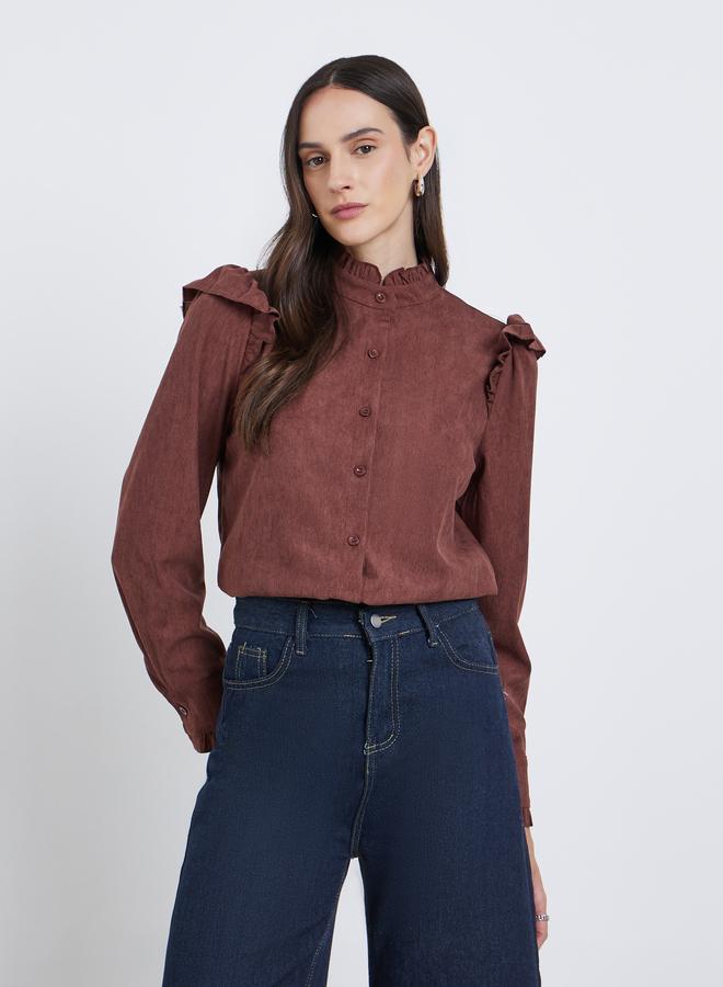 ستايلي بلوزة بقصة مريحة وتفاصيل بارزة الملمس - Image 1