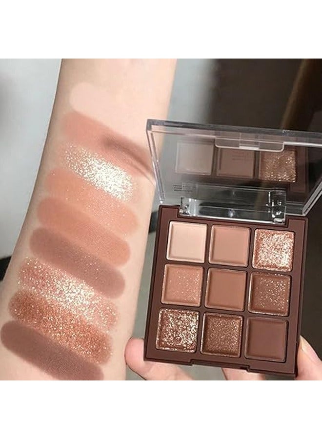 dikalu Eyeshadow Palette 9 Colours Chocolates Contour Palette Brown Eyeshadow Make Up Palettes Long Lasting Shimmer Matte Highly Pigmented Natural Look Travel Size Eye Shadows Palette For Women Girls - Image 2
