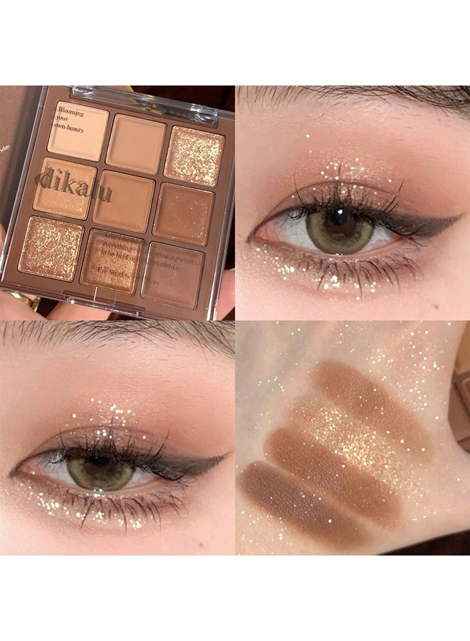 dikalu Eyeshadow Palette 9 Colours Chocolates Contour Palette Brown Eyeshadow Make Up Palettes Long Lasting Shimmer Matte Highly Pigmented Natural Look Travel Size Eye Shadows Palette For Women Girls - Image 3
