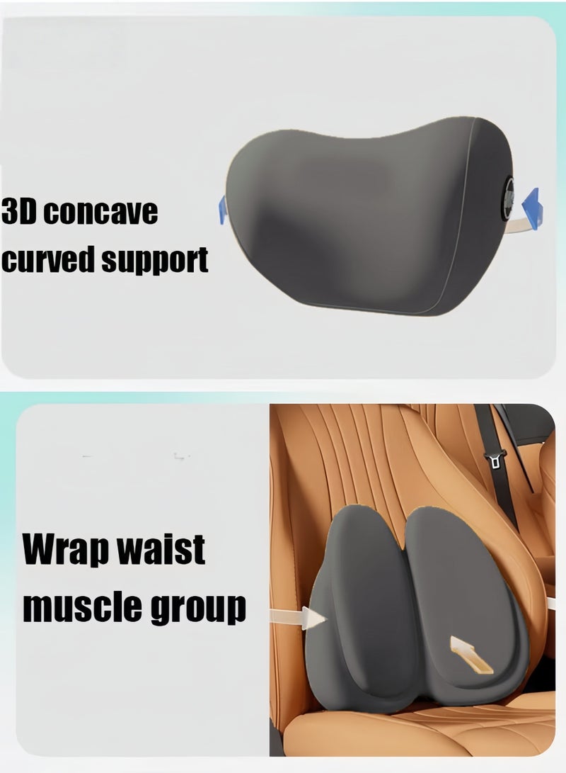 Generic Lumbar Support Pillow And Car Headrest Neck Pillow Ergonomic Design Memory Cotton Headrest And Back Car Waist Pillow And Car Neck Support Pillow For Office Chair Black - Image 5