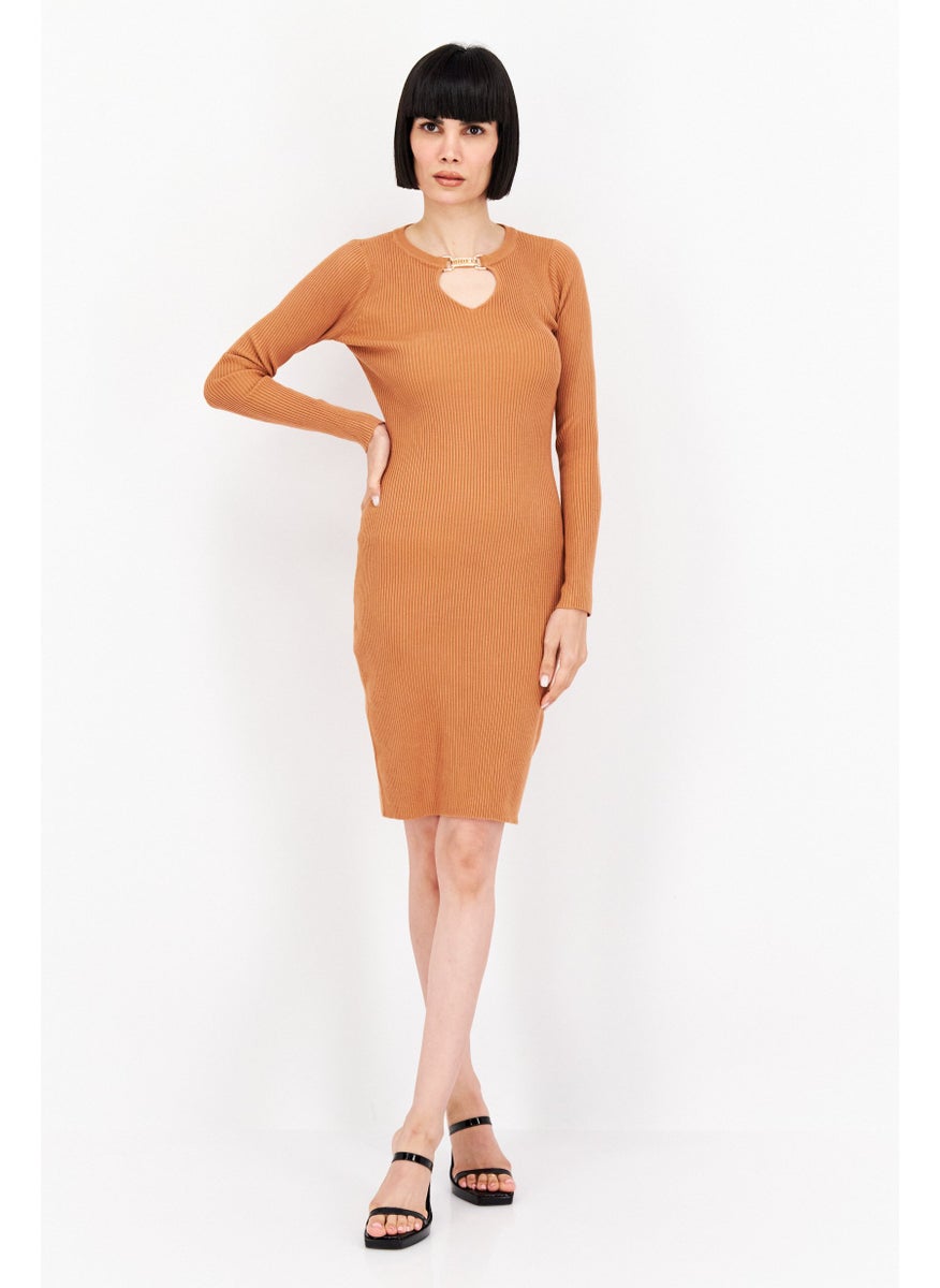 Women Ribbed Bodycon Dress, Brown - pzsku/ZA283B65B2ABBD84873B8Z/45/_/1724351184/5b760741-8269-4c05-962c-dd98bae52b26