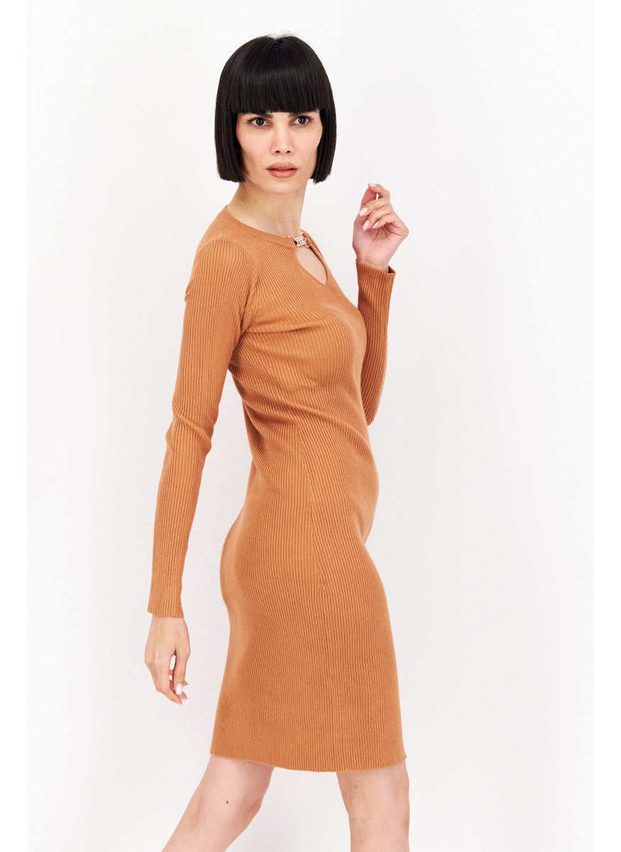 Women Ribbed Bodycon Dress, Brown - pzsku/ZA283B65B2ABBD84873B8Z/45/_/1734876927/fd6d42e8-b104-4ddc-a833-097a5020ca85