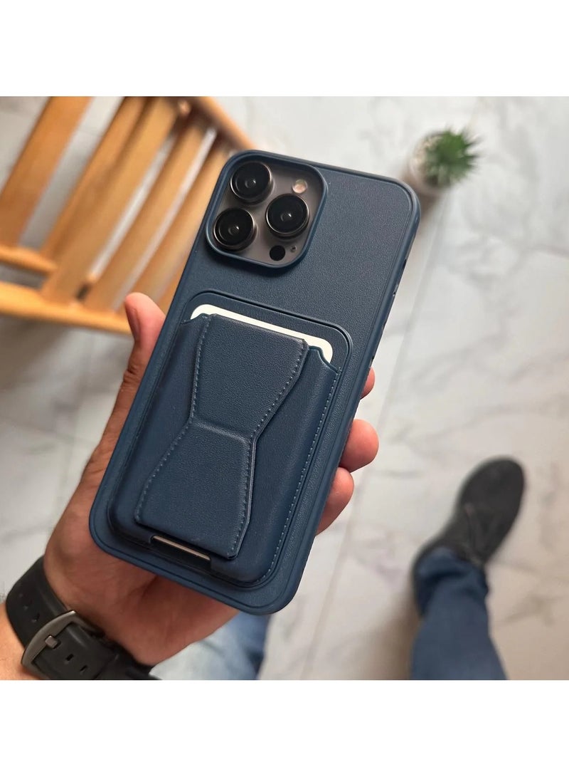 HDD Anti-Scratch Full Body Protection With Grip Card Holder Cover Case For Iphone 15  in purple - Image 3