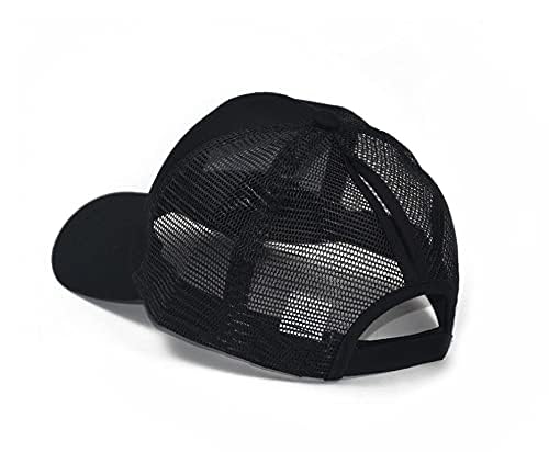 Bocianelli Criss Cross Hat Washed Distressed Baseball Cap Ponytail Hat High Messy Bun Ponycap for Women (BlackMesh) - Image 2