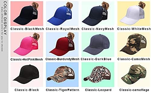 Bocianelli Criss Cross Hat Washed Distressed Baseball Cap Ponytail Hat High Messy Bun Ponycap for Women (BlackMesh) - Image 3