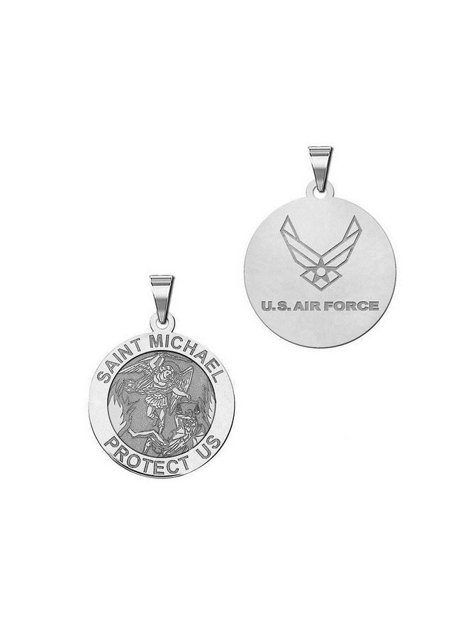 PicturesOnGold.com Saint Michael Doubledside Air Force Religious Medal 3 4 Inch Size Of A Nickel Sterling Silver  - Image 1