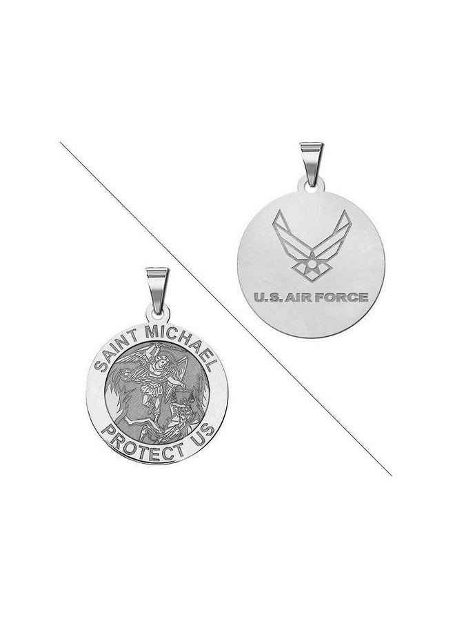 PicturesOnGold.com Saint Michael Doubledside Air Force Religious Medal 3 4 Inch Size Of A Nickel Sterling Silver  - Image 2